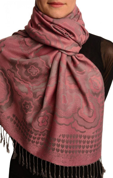 Daisies On Puce Pink Pashmina Feel With Tassels