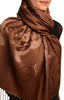 Roses On Brown Pashmina Feel With Tassels