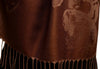 Roses On Brown Pashmina Feel With Tassels