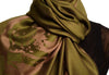 Roses On Olive Green Pashmina Feel With Tassels