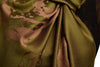 Roses On Olive Green Pashmina Feel With Tassels