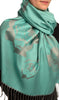 Roses On Teal Blue Pashmina Feel With Tassels