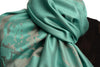 Roses On Teal Blue Pashmina Feel With Tassels