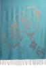 Roses On Maya Blue Pashmina Feel With Tassels