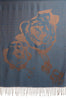 Roses On Steel Blue Pashmina Feel With Tassels