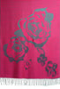 Roses On Violet Pink Pashmina Feel With Tassels