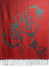 Roses On Dark Red Pashmina Feel With Tassels