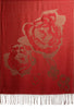 Roses On Burgundy Red Pashmina Feel With Tassels