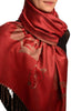 Roses On Burgundy Red Pashmina Feel With Tassels