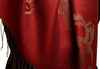 Roses On Burgundy Red Pashmina Feel With Tassels