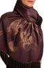 Roses On Dark Purple Pashmina Feel With Tassels
