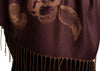 Roses On Dark Purple Pashmina Feel With Tassels