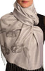 Roses On Silver Grey Pashmina Feel With Tassels
