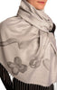 Roses On Silver Grey Pashmina Feel With Tassels