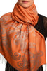 Joined Paisleys On Terracotta Pashmina Feel With Tassels