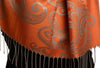 Joined Paisleys On Terracotta Pashmina Feel With Tassels