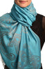Joined Paisleys On Sky Blue Pashmina Feel With Tassels