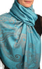 Joined Paisleys On Sky Blue Pashmina Feel With Tassels