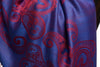 Joined Red Paisleys On Prussian Blue Pashmina Feel With Tassels