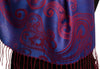 Joined Red Paisleys On Prussian Blue Pashmina Feel With Tassels