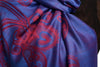 Joined Red Paisleys On Prussian Blue Pashmina Feel With Tassels