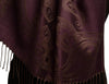 Joined Paisleys On Dark Violet Pashmina Feel With Tassels