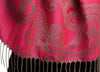 Joined Paisleys On Fuchsia Pink Pashmina Feel With Tassels