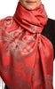 Joined Paisleys On Red Pashmina Feel With Tassels
