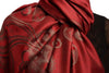 Joined Paisleys On Dark Red Pashmina Feel With Tassels