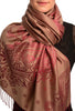 Paisley & Roses On Brown Pashmina Feel With Tassels