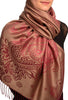 Paisley & Roses On Brown Pashmina Feel With Tassels