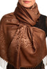 Paisley & Roses On Dark Brown Pashmina Feel With Tassels