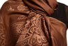 Paisley & Roses On Dark Brown Pashmina Feel With Tassels