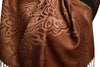 Paisley & Roses On Dark Brown Pashmina Feel With Tassels