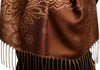 Paisley & Roses On Dark Brown Pashmina Feel With Tassels