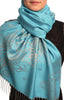 Paisley & Roses On Sky Blue Pashmina Feel With Tassels