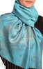 Paisley & Roses On Sky Blue Pashmina Feel With Tassels