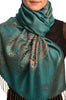 Paisley & Roses On Teal Blue Pashmina Feel With Tassels