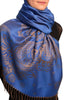 Paisley & Roses On Persian Blue Pashmina Feel With Tassels