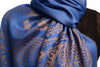 Paisley & Roses On Persian Blue Pashmina Feel With Tassels