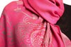 Paisley & Roses On Fuchsia Pink Pashmina Feel With Tassels