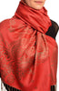 Paisley & Roses On Red Pashmina Feel With Tassels
