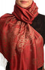 Paisley & Roses On Burgundy Red Pashmina Feel With Tassels