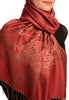 Paisley & Roses On Burgundy Red Pashmina Feel With Tassels