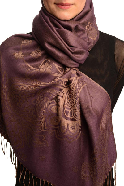 Paisley & Roses On Purple Pashmina Feel With Tassels