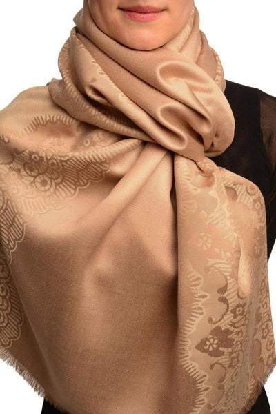 Mocha Woven Lace On Mocha Pashmina Feel