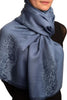 Grey Woven Lace On Slate Grey Pashmina Feel