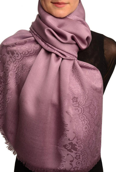 Purple Woven Lace On Purple Pashmina Feel