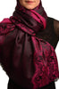 Fuchsia Pink Woven Lace On Black Pashmina Feel