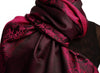 Fuchsia Pink Woven Lace On Black Pashmina Feel
